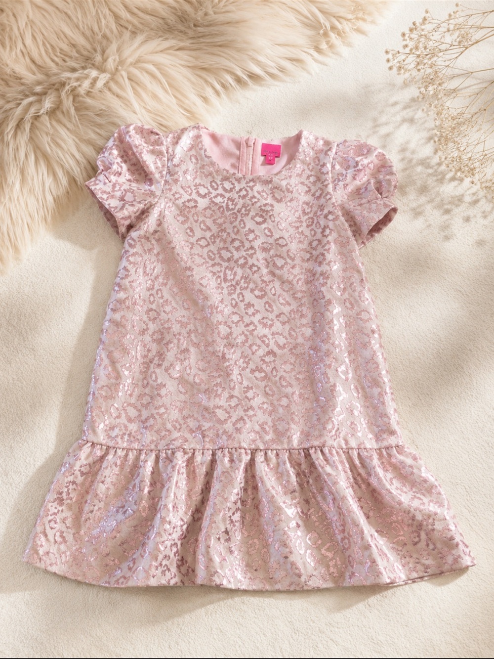 Lela Rose Pink Metallic Leopard Print Dress